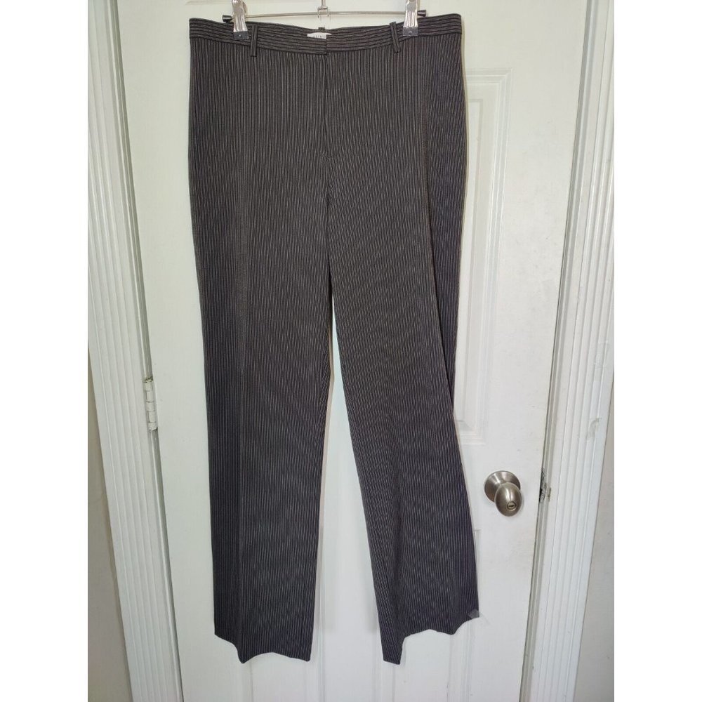 Gap Wool Blend Stretch Black Straight Leg Pinstripe Trousers Career Wear 10